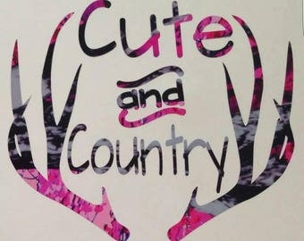 Cute and Country Pink Camo Vinyl Decal! 5" Wild Love Pink Camo Pattern Country Girl Sticker Car Window Antler Deer Buck Doe Image Muddy Girl