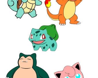 Pokemon SVG File-Squirlte, Charmander, Bulbasaur, Snorlax, Jiggly Puff, Meowth, Rattata