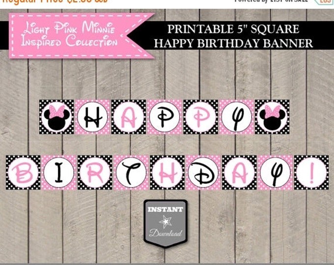 SALE INSTANT DOWNLOAD Light Pink Mouse Happy Birthday Printable Party Banner / Light Pink Mouse Collection / Item #1821