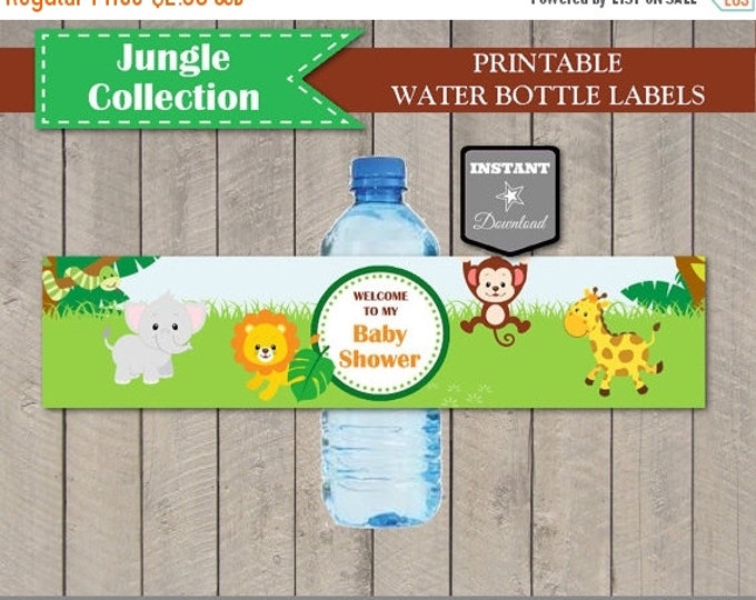 SALE INSTANT DOWNLOAD Jungle Animal Baby Shower Water Bottle Labels / Wrappers / Printable Diy / Jungle Collection / Item #1204