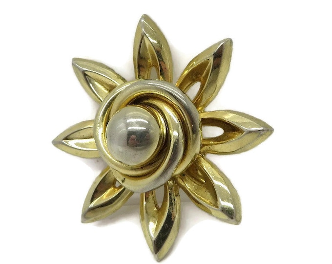 Vintage Coro Gold Tone Spiky Flower Brooch Pin