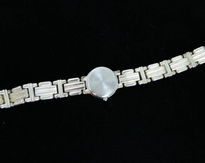 LA Express Vintage Ladies Watch, Semi-Precious Stones Bracelet, Silver Tone Wristwatch