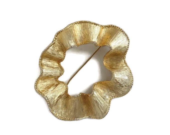 Abstract Circle Brooch - Vintage Sarah Coventry Gold Tone Circle Pin, Gift for Her, Gift Box