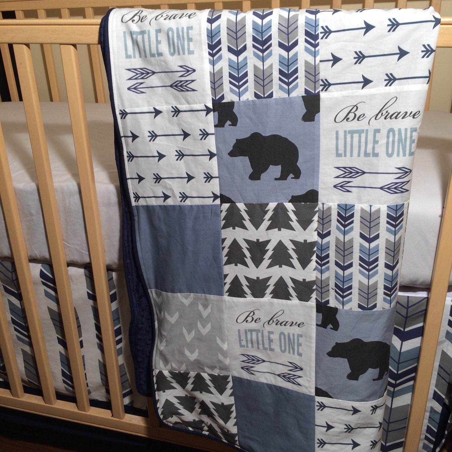 Grizzly Bear Baby Boy Bedding Sheet Patchwork Blanket