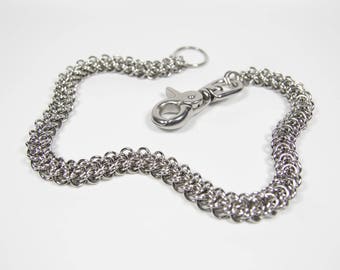 Elfweave Wallet Chain, Stainless Steel, Chainmaille Biker Wallet Chain, Chainmail Chain, Trouser Chain, Biker Chain Belt, Swivel Clasp