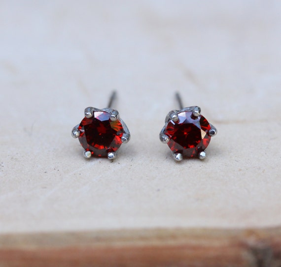 Natural Garnet stud earrings available in by TheAladdinsCave