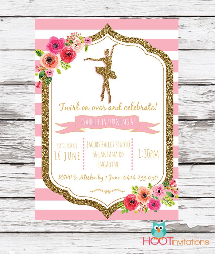 Ballet Birthday Invitation Ballerina invitation Printable