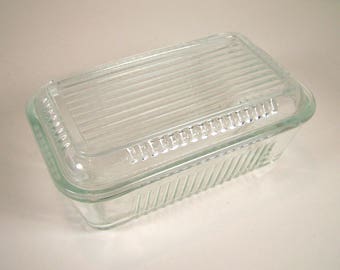 Clear Ribbed Glass Refrigerator Storage Container with Lid, Bake and Store Container, Serve and Store Container