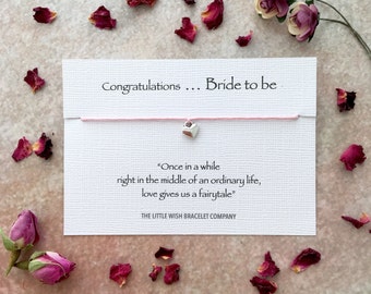 BRIDE TO BE Gift ~ Congratulations Wish Bracelet Card - friendship ~ hen wedding engagement favour ~ Add a Name & Custom Options
