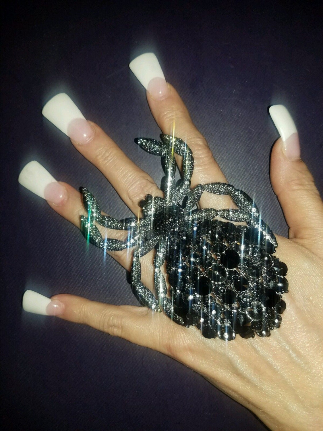 Spider Statement Ring Tarantula Cocktail Ring Rhinestone Goth