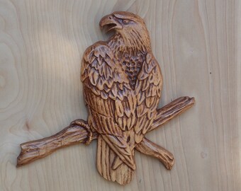WOOD WALL ART Eagle Wood Carving Wall Hanging ~ Rustic Home Decor ~ Custom Wood Wall Art Decor ~ Nature Decor - 5th Wood Anniversary Gift