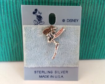 Sterling Silver Tinkerbell Charm Vintage Disneyana Pendant Necklace Jewelry