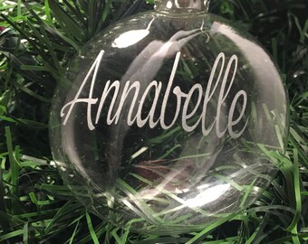 Personalized Christmas Ornaments - Personalized Coworker Gift - Etched Glass Ornament - Teachers Gift - Corporate Gifts - Name Ornament