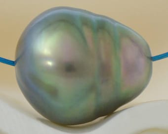 9.92 mm TAHITIAN South Sea PEARL Charcoal Black Baroque 0.94 g fully drilled
