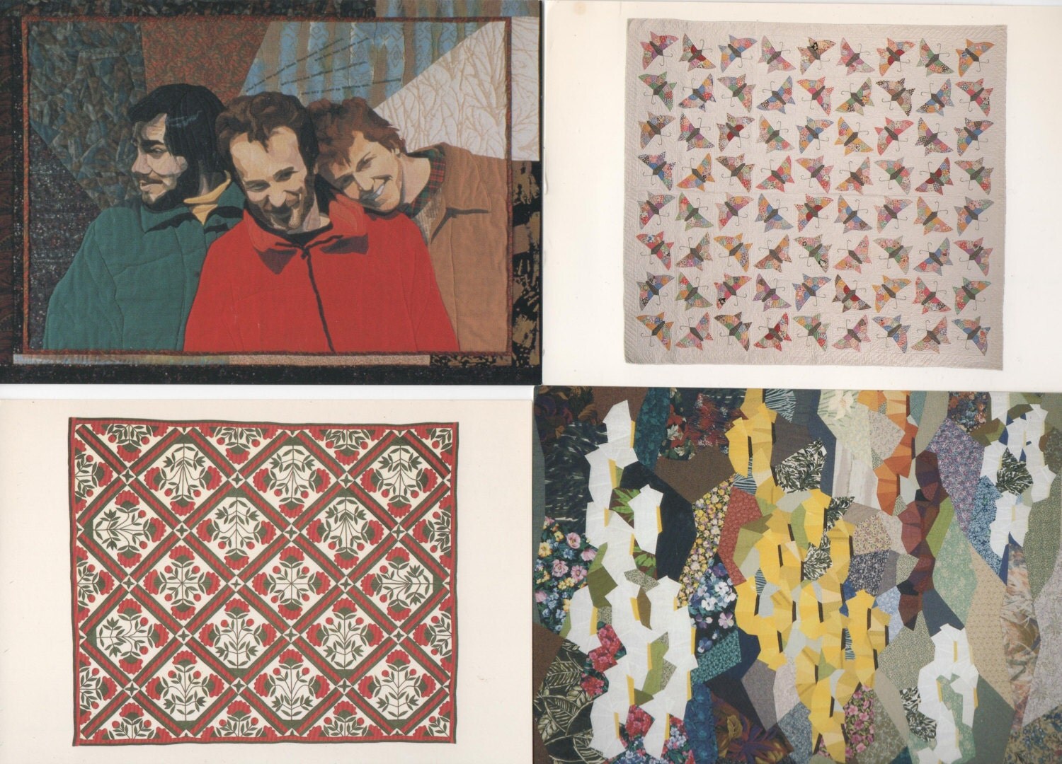 4 Unused New England Quilt Museum Postcards c1990s good