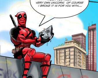 Deadpool Birthday Card. Self print digital download