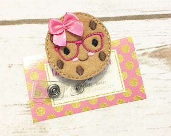 Nurse Badge Reel - Cookie - Mustache - Nurse Name Badge - Nurse Badge Reel- Nurse Badge Holder - Felt Badge Reel - Office Gift