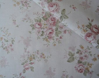 Half Yard of Lecien Fancy Fabric Collection Rose Bouquets on Antique Pink Background. Approx. 18" x 44" Made in Japan