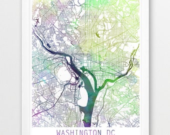 Washington D.C. City Urban Map Poster, Washington City Street Print, Watercolor Washington D.C. Modern Wall Art, Home Decor, Printable Art