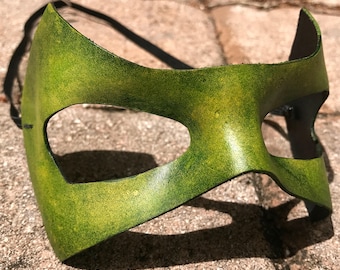 Green Leather Superhero Mask (Lantern, Arrow, Robin)