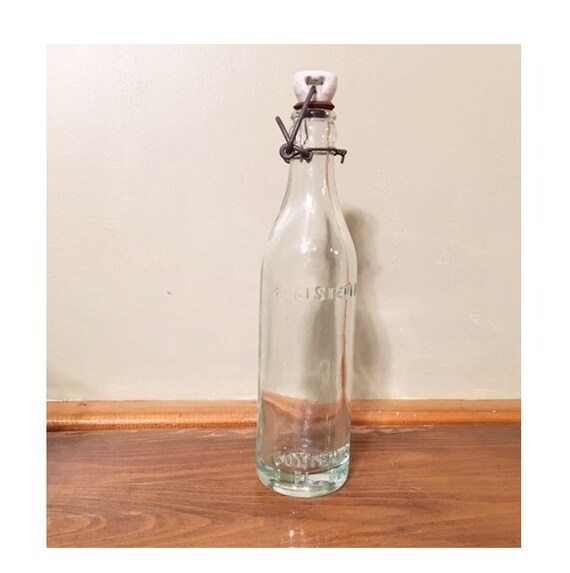 Vintage Bottle Fliptop or Swingtop with Wire Bail Porcelain