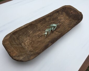 Vintage Dough Bowl 19.5x6inches // hand carved dough bowl // farmhouse decor