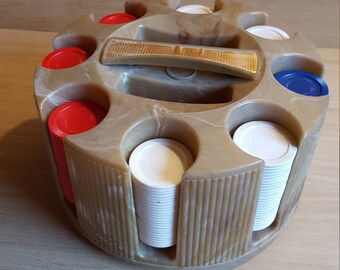 Vintage poker chip caddy C S Lowe - PRICE INCLUDES SHIPPING