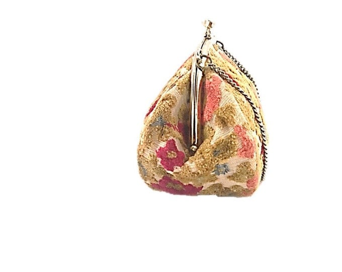 Art Deco Tapestry Bag Chenille Wool Embroidery Colorful Vintage Purse - Vintage Handmade Textile Heirloom Art Nouveau - Carpetbag Clutch