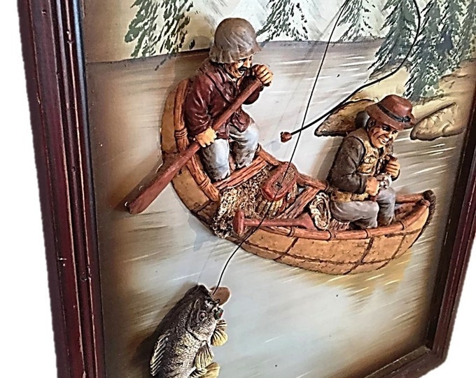 Vintage Gone Fishing | Fishers Framed Art | Vintage Nautical Wall Hanging | Gift for Dad | Fathers Day Gift