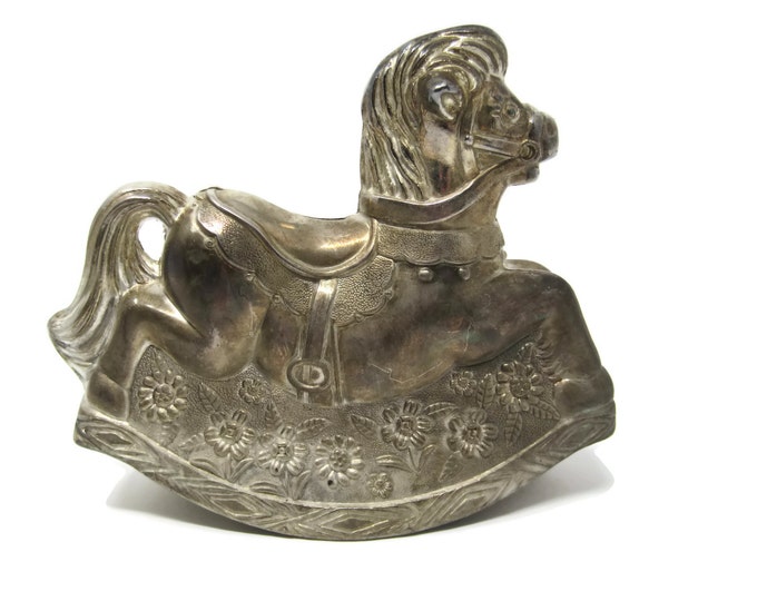Vintage Leonard Silver Bank | Silver Plated Rocking Horse Figurines | Old Coin Banks | Unique Collectible Coin Banks Heirloom