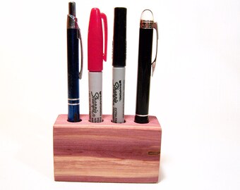 Pen Holder, Desk Organizer, Wood Pen Holder, Aromatic Cedar Pen, Pencil Holder, Fountain Pen Holder, Free Shipping