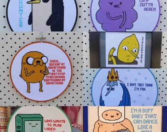 Any 3 Adventure Time Cross Stitch Patterns