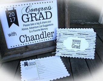 Set of 25 Graduation Party Decorations, Grad Party Idea | Grad Party Decor,Graduation Party Idea-includes unframed sign 2017 Grad-ScGRAD105