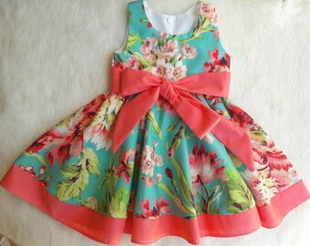 Baby Girl Dress - Summer Dress - Baby Dress - Sophie Circle Dress - Coral - Toddler Girl Dress - Birthday dress - Photo prop - Cake Smash