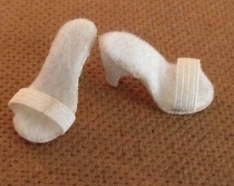 Vintage 1950's White High Heel Doll Shoes