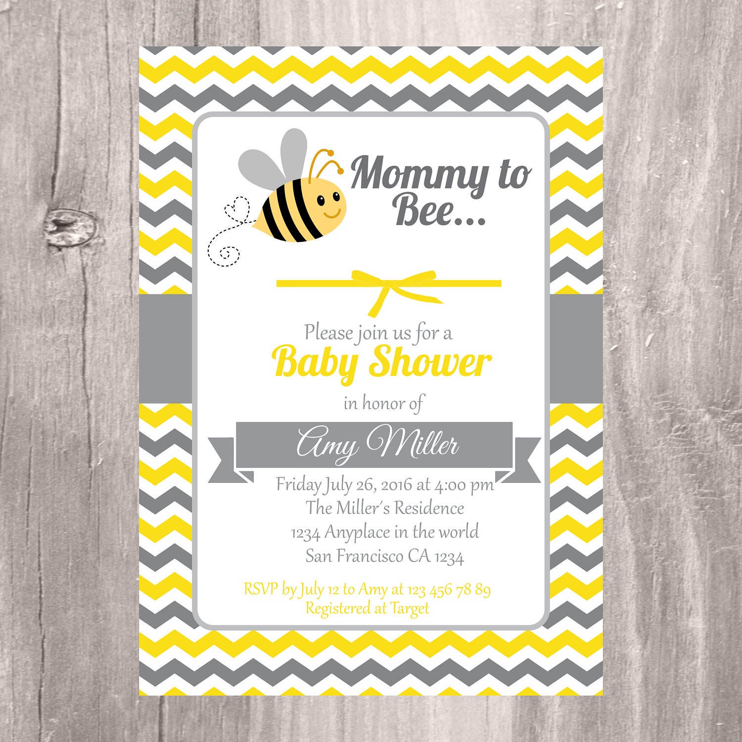 Baby Shower Invitation Printable Bumble Bee Baby Shower