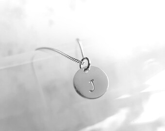 Sterling Silver Hand Stamped Initial Necklace, Sterling Silver Necklace, Personalized Jewelry, Customized Necklace, Dainty Charm