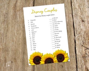 Bridal Shower Game, Sunflower Design, Instant Download