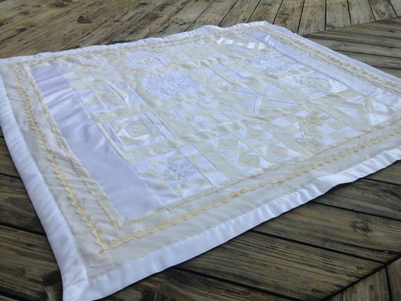  Wedding  Dress  Throw Quilt  Formal Dress  Quilt  Upcycled Memory