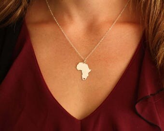 SALE • Africa Necklace • Silver Africa Jewelry • Wanderlust • Gold Africa Pendant • Gift Africa Charm • Hometown • Personalized Gift Ideas