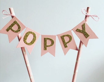 Personalised Birthday Cake Topper Pink And Gold Birthday Girl Cake Bunting Unique Cake Topper Girls Birthday Girly Birthday Birthday Ideas