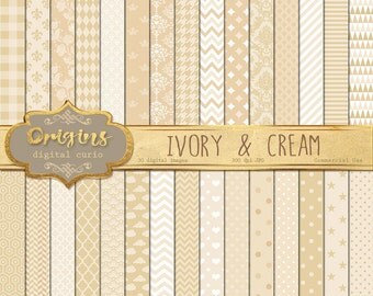 70% OFF Ivory Digital Paper, baby shower paper, ivory cream pattern backgrounds, wedding scrapbook paper instant download commercial use