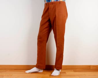 Vintage Men Pants Classic Trousers High Waist Caramel Brown Pants Vintage High Waist Trousers Rancher Pants