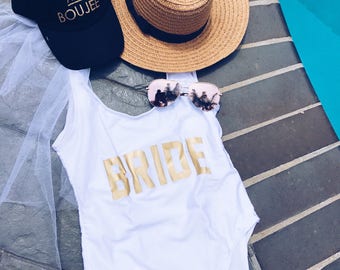 Bride Swimsuit | Bride Swimwear | Bachelorette Party Bathing Suit | Bride Bathing Suit