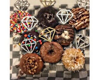 Diamond donut toppers// donut toppers//bridal shower decor// engagement brunch// donut topper