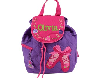 Personalized Toddler Backpack | Ballet Dance Overnight Church Bag | Diaper Bag | Perfect Monogramed Stephen Joseph Quilted backpack | Girly