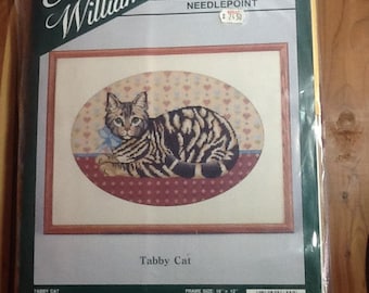 Elsa Williams Tabby Cat Needlepoint Kit, complete, sealed wool tapestry kit, design 06300