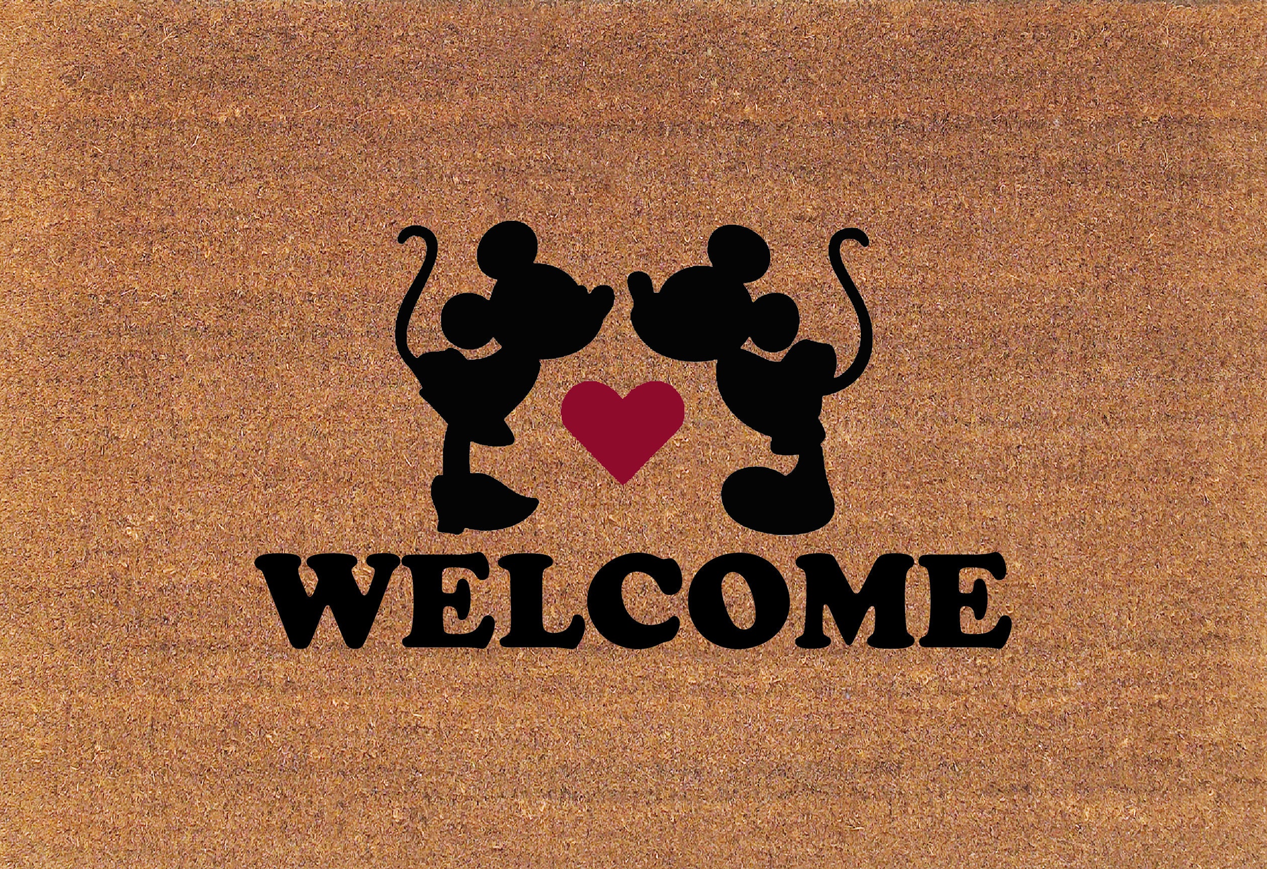 Kissing Mickey & Minnie Mouse Disney Door Mat Coir