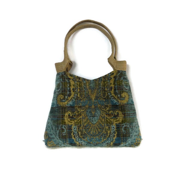 Tapestry tote bag trendy shoulder bag blue tote bag
