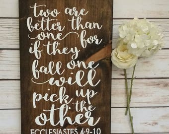 ecclesiastes better two scripture sign than wood fixer farmhouse upper bible wall wedding